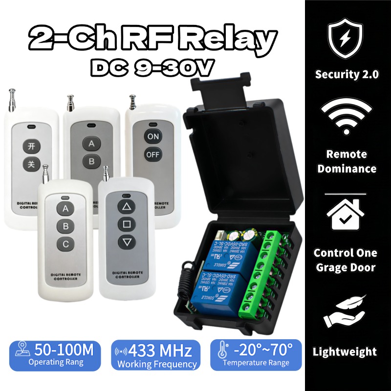 433Mhz Receiver Module - 12V 24V 433Mhz RF-Aktuator-Motorsteuerung, 2-Kanal-Empfängermodul-Schalter, 2-Kanal-Sender